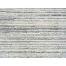 Load image into Gallery viewer, 5&#39;10&quot;x5&#39;10&quot; Platinum Gray and Cream, Plain Hand Loomed Undyed Natural Wool, Modern Design Thick and Plush, Round Oriental Rug FWR389904
