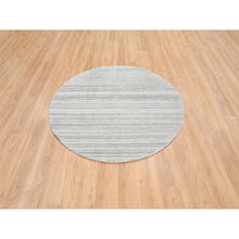 Load image into Gallery viewer, 6&#39;x6&#39; Platinum Gray and Cream, Thick and Plush Plain Hand Loomed, Undyed Natural Wool Modern Design, Round Oriental Rug FWR389910