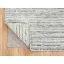 Load image into Gallery viewer, 6&#39;x6&#39; Platinum Gray and Cream, Modern Design Thick and Plush, Plain Hand Loomed Undyed Natural Wool, Square Oriental Rug FWR389916