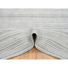 Load image into Gallery viewer, 8&#39;1&quot;x8&#39;1&quot; Platinum Gray and Cream, Plain Hand Loomed Undyed Natural Wool, Modern Design Thick and Plush, Square Oriental Rug FWR389940