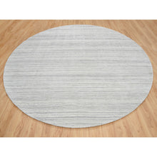 Load image into Gallery viewer, 12&#39;x12&#39; Platinum Gray and Cream, Plain Hand Loomed Undyed Natural Wool, Modern Design Thick and Plush, Round Oriental Rug FWR389970