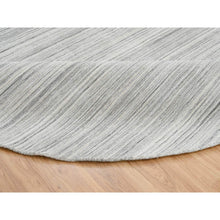 Load image into Gallery viewer, 12&#39;x12&#39; Platinum Gray and Cream, Plain Hand Loomed Undyed Natural Wool, Modern Design Thick and Plush, Round Oriental Rug FWR389970