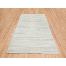 Load image into Gallery viewer, 6&#39;1&quot;x9&#39; Ivory and Cream, Modern Design Thick and Plush, Plain Hand Loomed Undyed Natural Wool, Oriental Rug FWR390054
