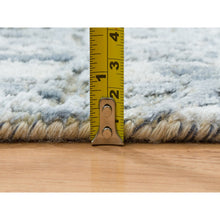 Load image into Gallery viewer, 2&#39;6&quot;x10&#39;1&quot; Gray and Blue, Wool and Silk THE HONEYCOMB Award Winning Design, Hand Knotted, Runner Oriental Rug FWR390108