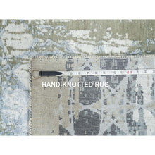 Load image into Gallery viewer, 2&#39;6&quot;x10&#39; Gray and Blue, Hand Knotted Wool and Silk, THE HONEYCOMB Award Winning Design, Runner Oriental Rug FWR390114