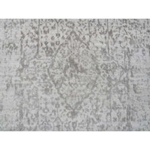 Load image into Gallery viewer, 2&#39;7&quot;x20&#39; Gray, Wool and Pure Silk Broken Persian Design, Hand Knotted, XL Runner Oriental Rug FWR390126