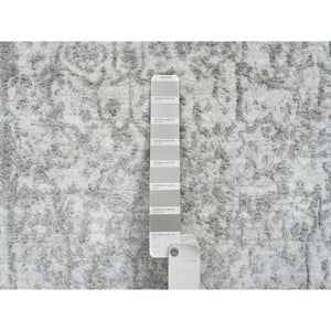 2'7"x17'7" Gray, Hand Knotted Wool and Pure Silk, Broken Persian Design, XL Runner Oriental Rug FWR390132