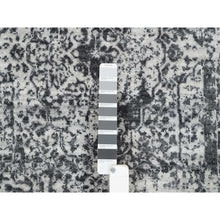 Load image into Gallery viewer, 2&#39;7&quot;x23&#39;9&quot; Silver Gray, Wool and Pure Silk Hand Knotted, Erased Persian Design, XL Runner Oriental Rug FWR390138