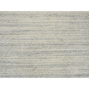 5'10"x5'10" Beige, Variegated Textured Modern Design, Hand Loomed Soft Wool, Round Oriental Rug FWR390144