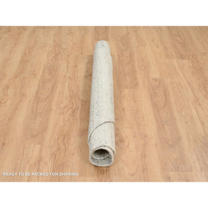 5'10"x5'10" Beige, Variegated Textured Modern Design, Hand Loomed Soft Wool, Round Oriental Rug FWR390144