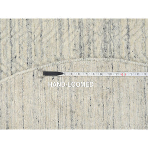 5'10"x5'10" Beige, Variegated Textured Modern Design, Hand Loomed Soft Wool, Round Oriental Rug FWR390144
