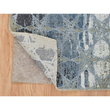 Load image into Gallery viewer, 2&#39;6&quot;x8&#39;3&quot; Gray and Blue, Hand Knotted Wool and Silk, THE HONEYCOMB Award Winning Design, Runner Oriental Rug FWR390162