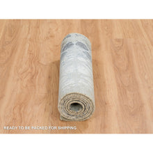 Load image into Gallery viewer, 2&#39;6&quot;x8&#39;3&quot; Gray and Blue, Hand Knotted Wool and Silk, THE HONEYCOMB Award Winning Design, Runner Oriental Rug FWR390162