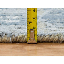 Load image into Gallery viewer, 2&#39;6&quot;x8&#39;3&quot; Gray and Blue, Hand Knotted Wool and Silk, THE HONEYCOMB Award Winning Design, Runner Oriental Rug FWR390162