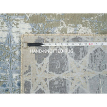 Load image into Gallery viewer, 2&#39;6&quot;x8&#39;3&quot; Gray and Blue, Hand Knotted Wool and Silk, THE HONEYCOMB Award Winning Design, Runner Oriental Rug FWR390162