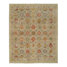 Load image into Gallery viewer, 8&#39;2&quot;x10&#39;2&quot; Beige, THE SUNSET ROSETTES, Hand Knotted Wool And Pure Silk, Oriental Rug FWR390174