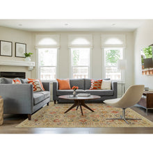 Load image into Gallery viewer, 8&#39;2&quot;x10&#39;2&quot; Beige, THE SUNSET ROSETTES, Hand Knotted Wool And Pure Silk, Oriental Rug FWR390174