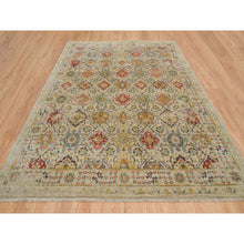 Load image into Gallery viewer, 8&#39;2&quot;x10&#39;2&quot; Beige, THE SUNSET ROSETTES, Hand Knotted Wool And Pure Silk, Oriental Rug FWR390174