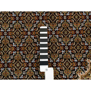 9'x12'6" Rich Black, Tabriz Mahi with Fish Medallion Design, 175 KPSI, Hand Knotted, Pure Wool Oriental Rug FWR390276