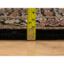 Load image into Gallery viewer, 2&#39;x10&#39;2&quot; Rich Black, Tabriz Mahi with Fish Medallion Design, 100% Wool, 175 KPSI, Hand Knotted, Runner Oriental Rug FWR390354