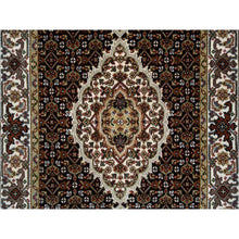 Load image into Gallery viewer, 2&#39;8&quot;x8&#39;3&quot; Rich Black, Tabriz Mahi with Fish Medallion Design, 100% Wool, 175 KPSI, Hand Knotted, Runner Oriental Rug FWR390360