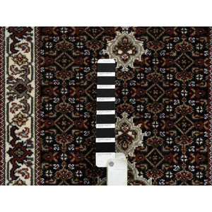 2'x7'10" Rich Black, Tabriz Mahi with Fish Medallion Design, 175 KPSI, 100% Wool, Hand Knotted, Runner Oriental Rug FWR390366