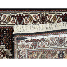 Load image into Gallery viewer, 2&#39;x7&#39;10&quot; Rich Black, Tabriz Mahi with Fish Medallion Design, 175 KPSI, 100% Wool, Hand Knotted, Runner Oriental Rug FWR390366