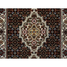 Load image into Gallery viewer, 2&#39;x8&#39;1&quot; Rich Black, Tabriz Mahi with Fish Medallion Design, 175 KPSI, Pure Wool, Hand Knotted, Runner Oriental Rug FWR390390