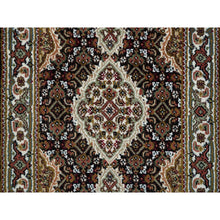 Load image into Gallery viewer, 2&#39;x3&#39;1&quot; Rich Black, Tabriz Mahi with Fish Medallion Design, Hand Knotted, 175 KPSI, 100% Wool, Mat Oriental Rug FWR390426