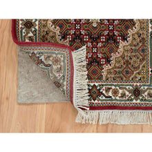 Load image into Gallery viewer, 2&#39;x4&#39;2&quot; Mahogany Red, Tabriz Mahi with Fish Medallion Design, 100% Wool, 175 KPSI, Hand Knotted, Mat Oriental Rug FWR390498