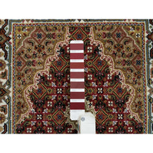 Load image into Gallery viewer, 2&#39;x4&#39;2&quot; Mahogany Red, Tabriz Mahi with Fish Medallion Design, 100% Wool, 175 KPSI, Hand Knotted, Mat Oriental Rug FWR390498