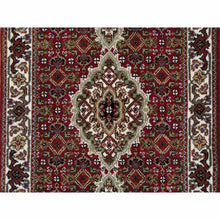 Load image into Gallery viewer, 2&#39;x8&#39;2&quot; Mahogany Red Tabriz Mahi with Fish Medallion Design, 175 KPSI, 100% Wool, Hand Knotted, Runner Oriental Rug FWR390576