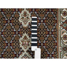 Load image into Gallery viewer, 2&#39;7&quot;x13&#39;7&quot; Rich Black, Tabriz Mahi with Fish Medallion Design, 175 KPSI Pure Wool, Hand Knotted, Runner Oriental Rug FWR390588