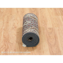 Load image into Gallery viewer, 2&#39;x8&#39;5&quot; Light Gray, Tabriz Mahi with Fish Medallion Design, Pure Wool, 175 KPSI, Hand Knotted, Runner Oriental Rug FWR390630