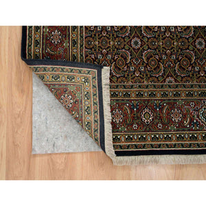 5'10"x9'1" Navy Blue, Herati with All Over Design, Hand Knotted, 250 KPSI Wool, Dense Weave, Oriental Rug FWR390690