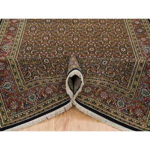 5'10"x9'1" Navy Blue, Herati with All Over Design, Hand Knotted, 250 KPSI Wool, Dense Weave, Oriental Rug FWR390690