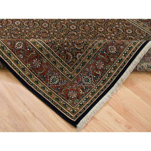 5'10"x9'1" Navy Blue, Herati with All Over Design, Hand Knotted, 250 KPSI Wool, Dense Weave, Oriental Rug FWR390690