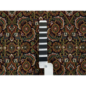5'10"x9'1" Navy Blue, Herati with All Over Design, Hand Knotted, 250 KPSI Wool, Dense Weave, Oriental Rug FWR390690