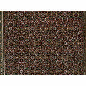 5'10"x9'1" Navy Blue, Herati with All Over Design, Hand Knotted, 250 KPSI Wool, Dense Weave, Oriental Rug FWR390690