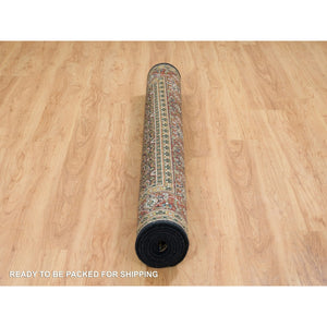 5'10"x9'1" Navy Blue, Herati with All Over Design, Hand Knotted, 250 KPSI Wool, Dense Weave, Oriental Rug FWR390690
