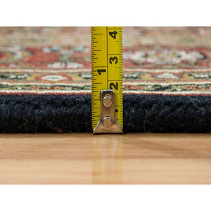 5'10"x9'1" Navy Blue, Herati with All Over Design, Hand Knotted, 250 KPSI Wool, Dense Weave, Oriental Rug FWR390690