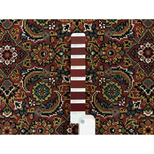 4'2"x6' Red Herati All Over Fish Design Thick and Plush, 175 KSPI Hand Knotted Wool Oriental Rug FWR390714