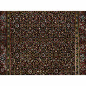 4'x6'5" Navy Blue, Herati with All Over Design, Wool Hand Knotted 250 KPSI Dense Weave, Oriental Rug FWR390720