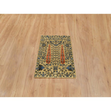 Load image into Gallery viewer, 2&#39;x3&#39;1&quot; Almond Brown, Hand Knotted Cypress Tree Design, Silk With Textured Wool, Mat Oriental Rug FWR390792