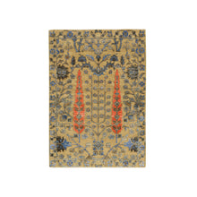 Load image into Gallery viewer, 2&#39;1&quot;x3&#39;1&quot; Almond Brown, Hand Knotted Cypress Tree Design, Silk With Textured Wool, Mat Oriental Rug FWR390798