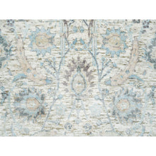 Load image into Gallery viewer, 2&#39;6&quot;x6&#39; Ivory, Sickle Leaf Design Silk with Textured Wool Hand Knotted Soft Pile, Runner Oriental Rug FWR390876