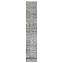 Load image into Gallery viewer, 2&#39;6&quot;x25&#39;9&quot; Light Gray, Hand Knotted, Modern Design, Hand Spun Undyed Natural Wool, XL Runner Oriental Rug FWR390942
