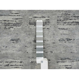 2'6"x25'9" Light Gray, Hand Knotted, Modern Design, Hand Spun Undyed Natural Wool, XL Runner Oriental Rug FWR390942