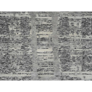 2'6"x25'9" Light Gray, Hand Knotted, Modern Design, Hand Spun Undyed Natural Wool, XL Runner Oriental Rug FWR390942