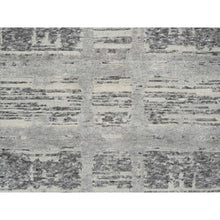 Load image into Gallery viewer, 2&#39;6&quot;x10&#39; Light Gray, Hand Knotted, Modern Design, Hand Spun Undyed Natural Wool, Oriental Runner Rug FWR390996